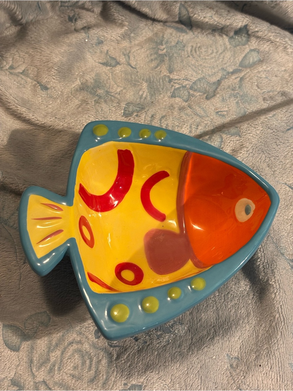 Colorful Ceramic Fish Bowl - Blue, Yellow & Orange Pier 1